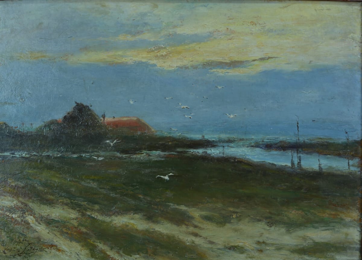 Beau tableau ancien vue du bassin d'Arcachon signé Gaston Guignard XIXe rare - Image 1