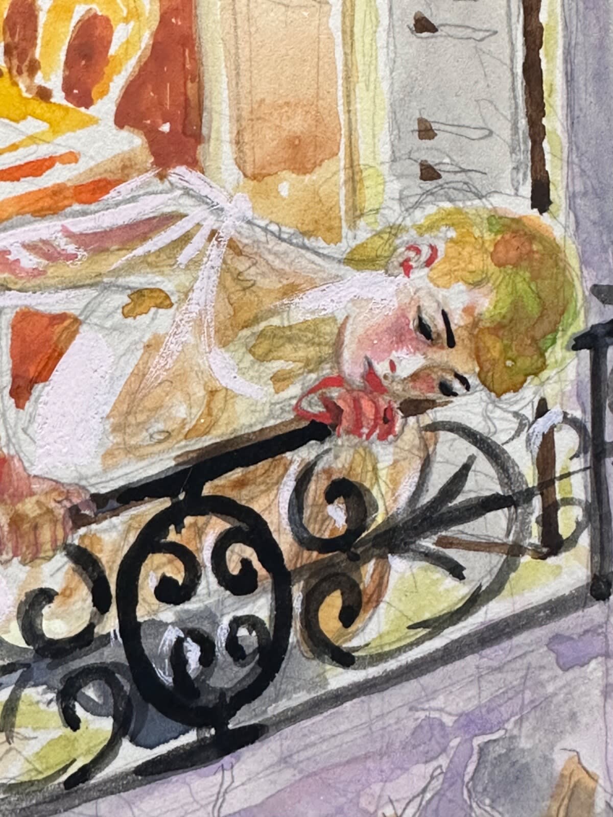 Dessin Jean Terles portrait femme à la fenêtre parisien art français 1930 - Image 1