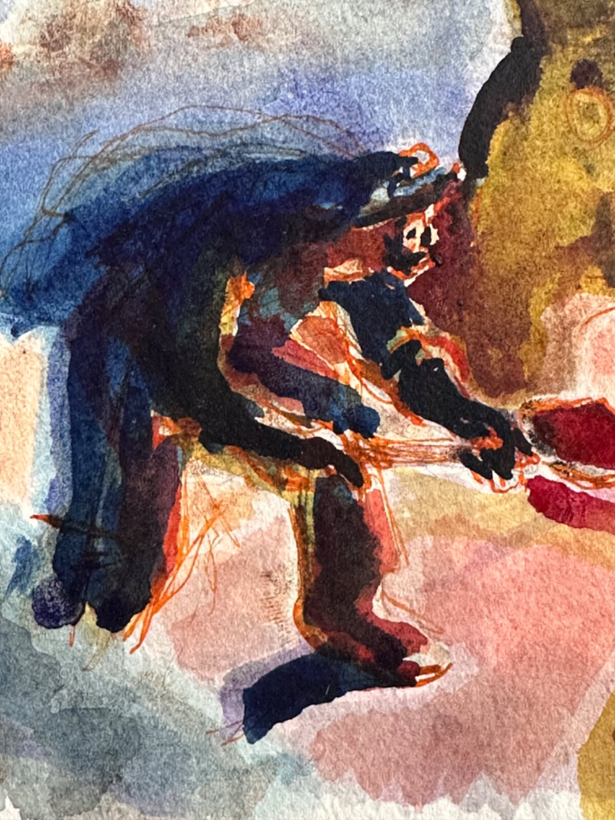 Ancien dessin cheminot locomotive animée illustration Jean Terles Art Deco - Image 1