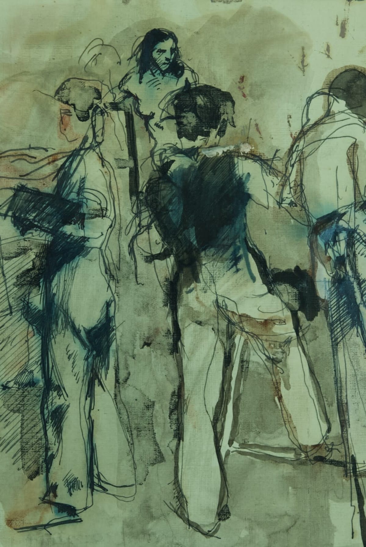 Ancien dessin portrait atelier modèle beaux arts Jean Terles art déco - Image 1