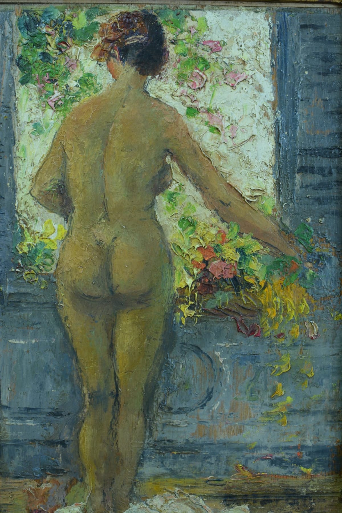 Très beau tableau portrait nu femme à la fenêtre André Hardy peintre Normandie - Image 1