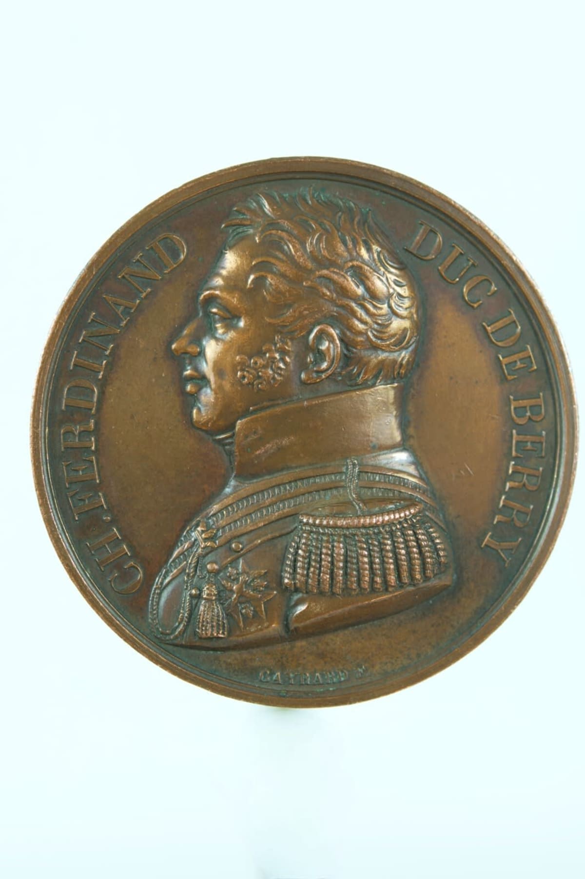 Ancienne médaille bronze portrait de collection Duc de Berry 19ème Gayrard - Image 1