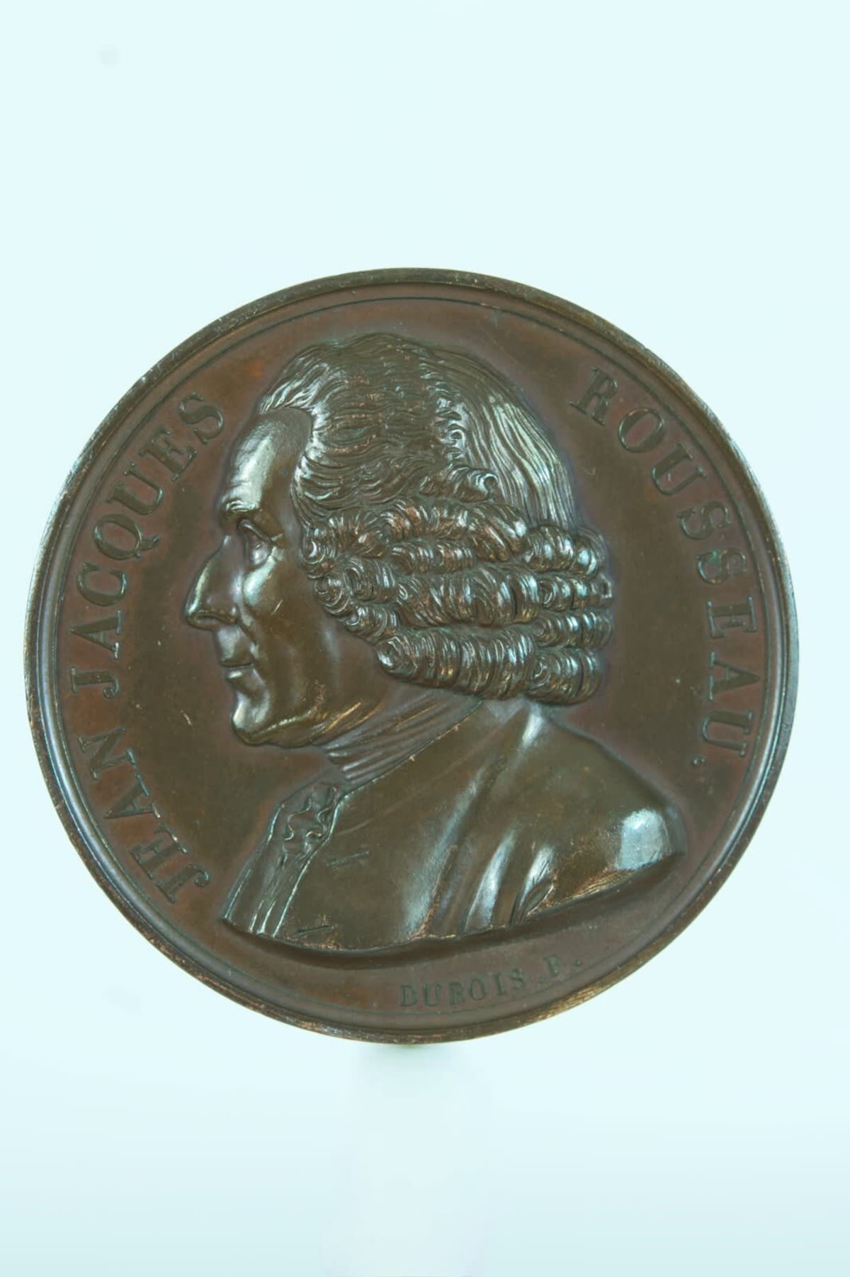 Belle médaille bronze portrait collection Jean Jacques Rousseau XIXe Dubois - Image 1