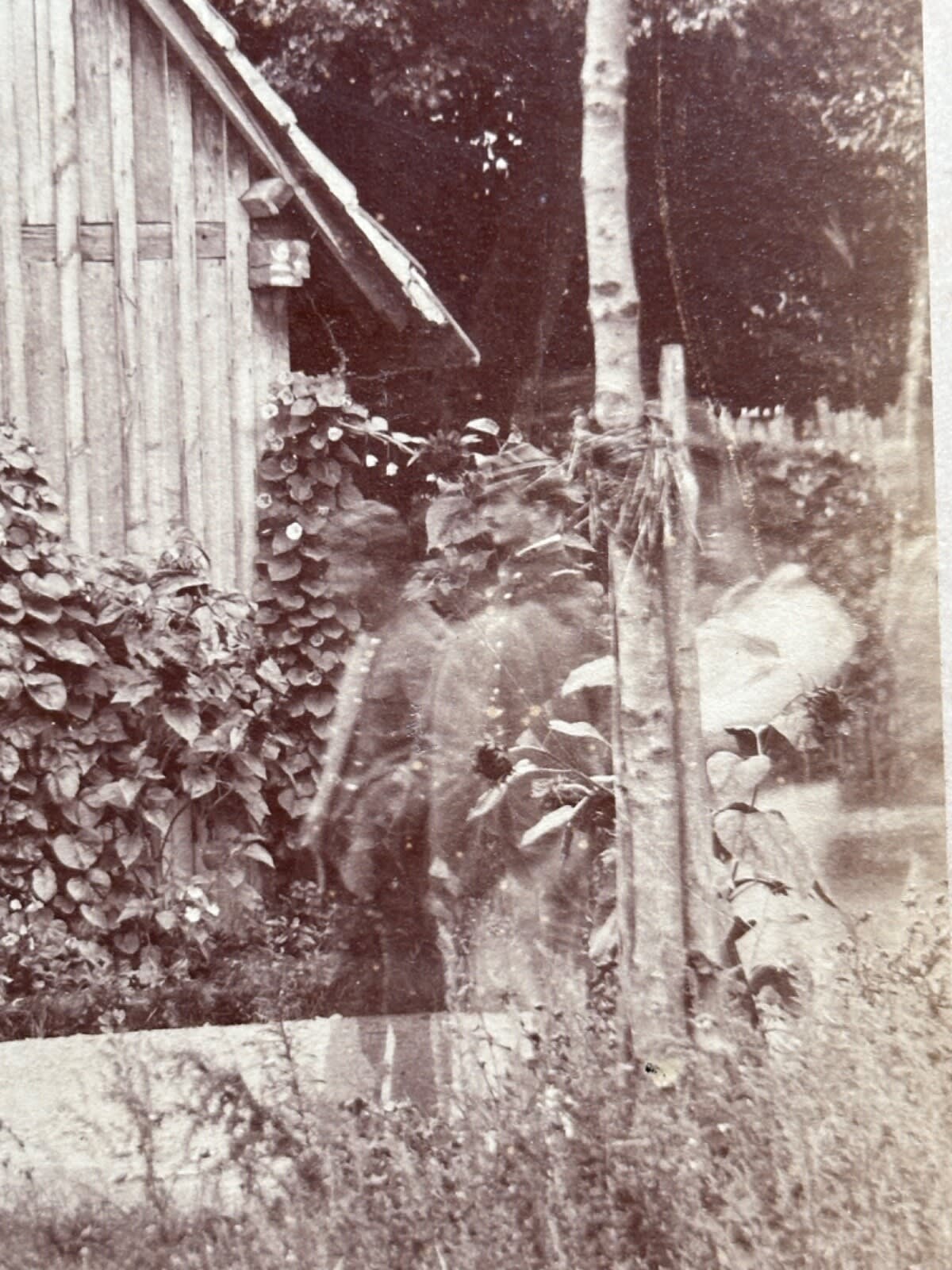 Ancienne photo photographie Pierre Petit commune Paris garnison jardin animé XIXe - Image 1