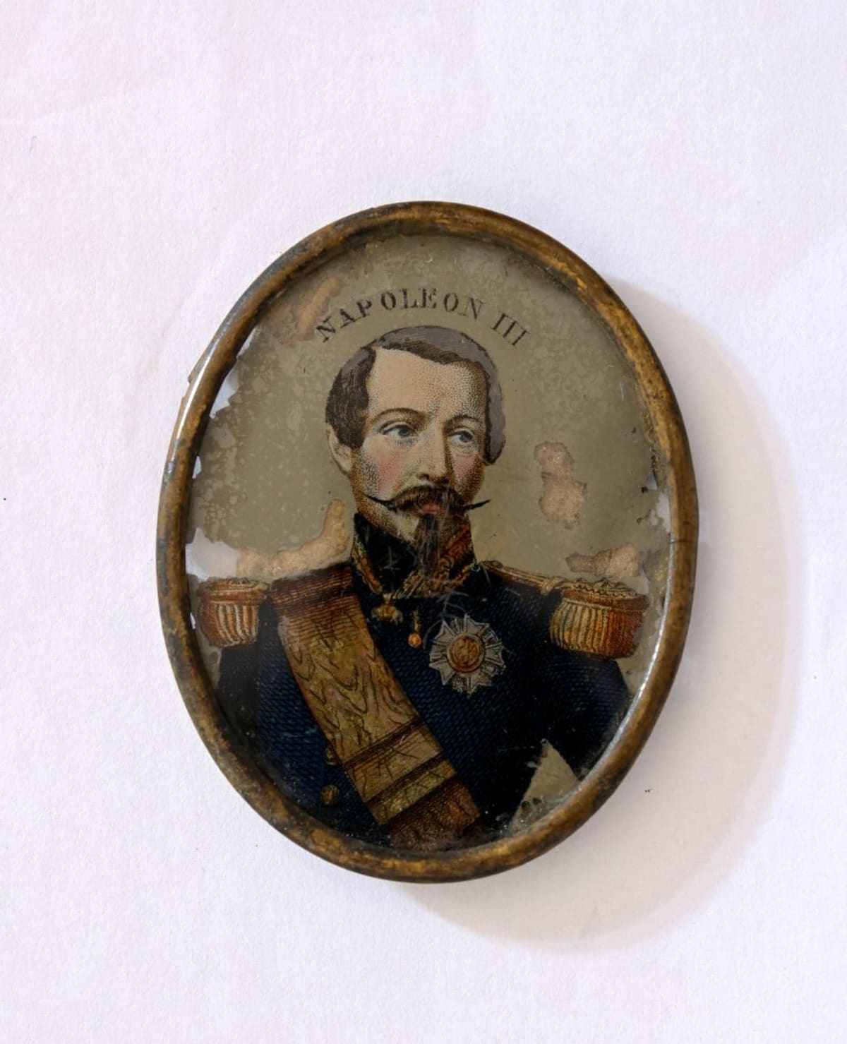 Napoléon Bonaparte ancien portrait fixé sous verre Napoleonica XIXe - Image 1