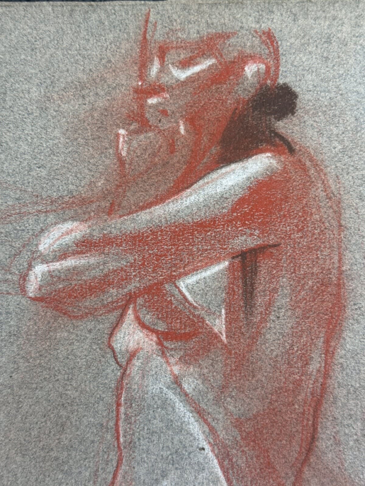 Dessin Jean Terles étude nue jeune femme debout pensive pastel 1930 - Image 1