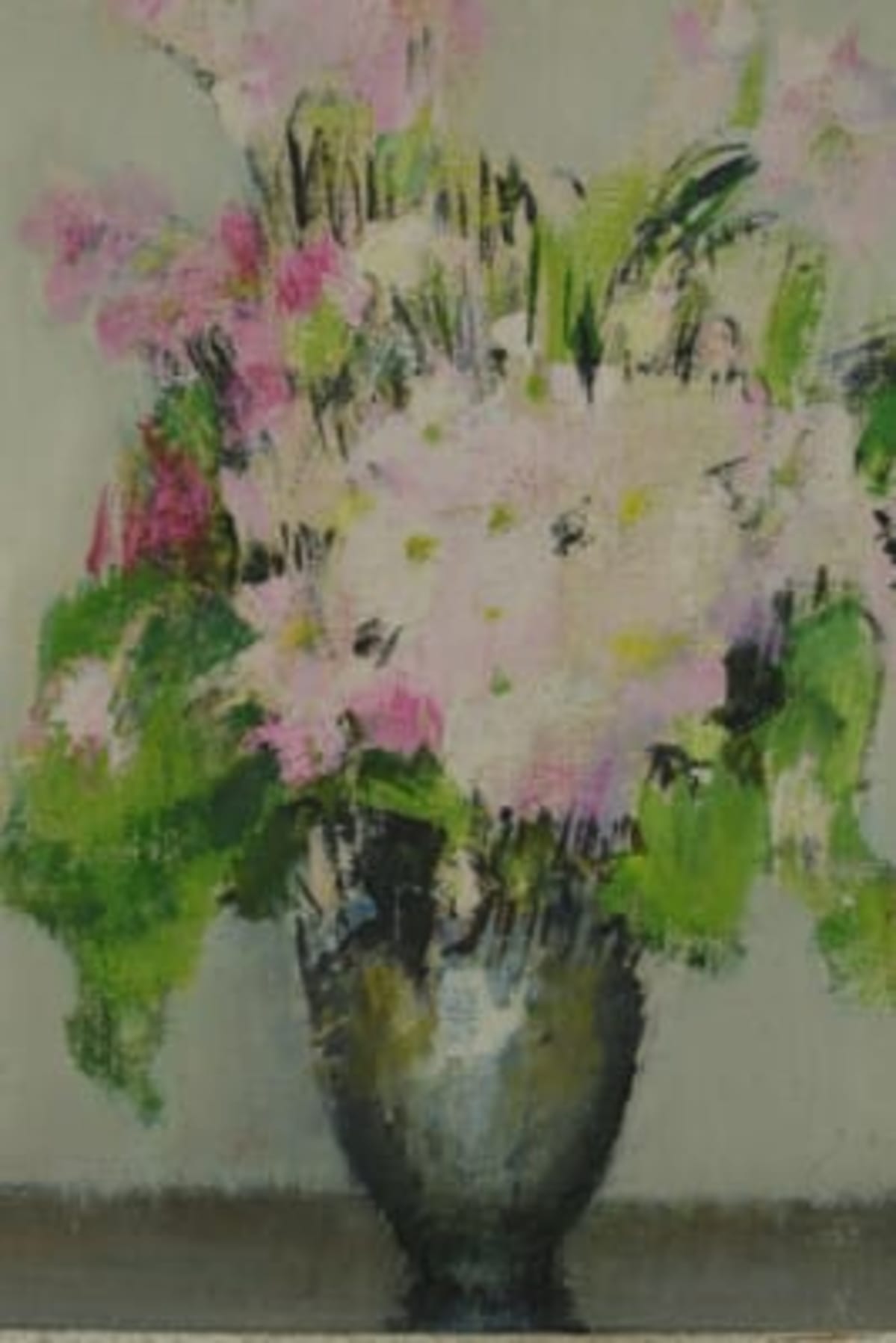 Beau tableau ancien nature morte bouquet fleur Louise Segala French still life - Image 1