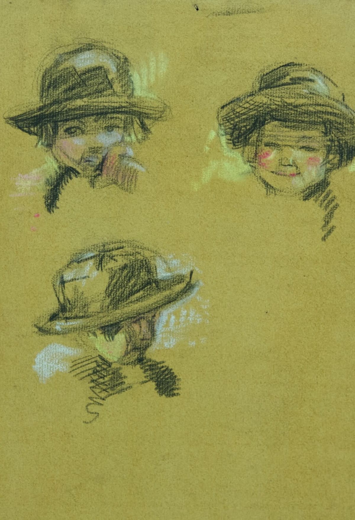 Ancien tableau portrait petite fille chapeau Paris Jean Terles Art Deco 1930 - Image 1