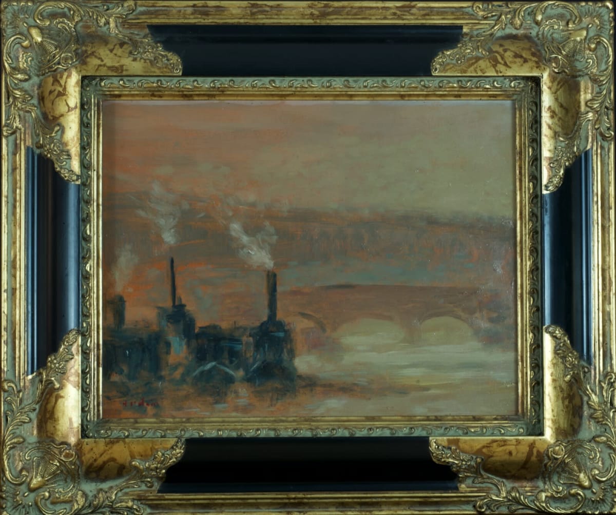 Beau tableau impressionniste paysage la Seine à Ivry Henri Saint Clair hsp cadre - Image 1
