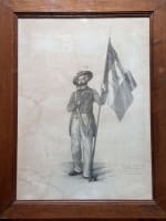 Dessin ancien portrait homme drapeau révolution liberté Chalon-sur-Saône 1848 - Miniature 3