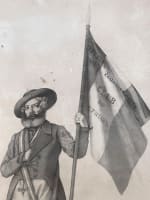 Dessin ancien portrait homme drapeau révolution liberté Chalon-sur-Saône 1848 - Miniature 5