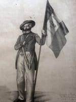 Dessin ancien portrait homme drapeau révolution liberté Chalon-sur-Saône 1848 - Miniature 6
