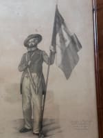 Dessin ancien portrait homme drapeau révolution liberté Chalon-sur-Saône 1848 - Miniature 19