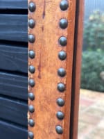 Ancien miroir glace vintage design Otto Schulz cuir clou laiton Boet scandinave - Miniature 9