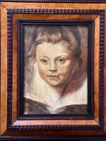 Tableau ancien portrait d'enfant jeune fille école flamande Nord 1900 - Miniature 1