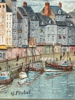 Tableau ancien le port d'Honfleur Vieux bassin, marine Henri Plubel Normandie - Miniature 4