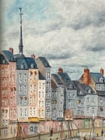 Tableau ancien le port d'Honfleur Vieux bassin, marine Henri Plubel Normandie - Miniature 5