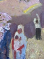 Tableau ancien Art déco Sigrist paysage provençal été moisson travaux des champs - Miniature 2