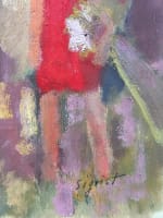 Tableau ancien Art déco Sigrist paysage provençal été moisson travaux des champs - Miniature 7