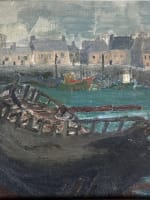 Tableau ancien vue de bord de mer Bretagne bateaux au port Camaret Douarnenez - Miniature 4