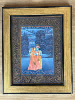 Tableau ancien grande miniature Indo Perse l'Amour Absolu Krishna et Radha XXe - Miniature 2