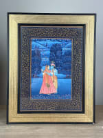 Tableau ancien grande miniature Indo Perse l'Amour Absolu Krishna et Radha XXe - Miniature 7