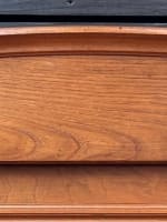 Grand miroir époque Art Nouveau bois sculpté Campanules Architecture 1900 154cm - Miniature 10