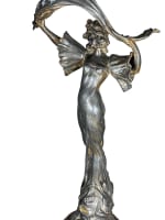 Ancienne lampe art nouveau femme Stella métal opalescent étoile Loïe Fuller 1900 - Miniature 2