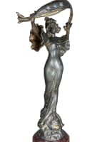 Ancienne lampe art nouveau femme Stella métal opalescent étoile Loïe Fuller 1900 - Miniature 4