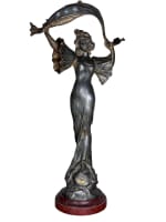 Ancienne lampe art nouveau femme Stella métal opalescent étoile Loïe Fuller 1900 - Miniature 14