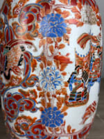 Grand vase ancien porcelaine Kutani Japon pivoine samouraï Shishi Imari X 2 Asie - Miniature 7