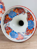 Grand vase ancien porcelaine Kutani Japon pivoine samouraï Shishi Imari X 2 Asie - Miniature 19