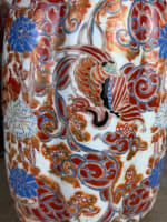 Grand vase ancien porcelaine Kutani Japon pivoine samouraï Shishi Imari X 2 Asie - Miniature 22