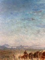 Tableau ancien paysage Pyrénées La caravane muletiers Âne F. Brissot de Warville - Miniature 5