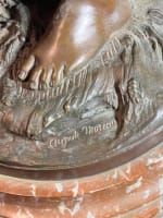 Grand bronze ancien portrait femme la fermière poussins Auguste Moreau XIXe 68 cm - Miniature 13