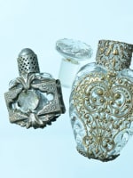 Ancien flacon cristal argent parfum mode XIXe lot de 3 collection - Miniature 3