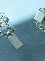 Ancien bracelet en argent ajouré filigrané perles pierre rouge - Miniature 3