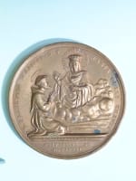 Ancienne médaille religieuse bronze Vierge Marie XIXe Religious medal - Miniature 3
