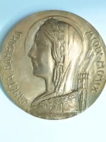 Ancienne médaille religieuse Sainte Barbara religious medal large bronze - Miniature 3