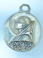 Ancienne médaille religieuse Fernand Py art déco medal large Benoit exorcisme - Miniature 1