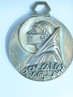 Ancienne médaille religieuse Fernand Py art déco medal large Benoit exorcisme - Miniature 3