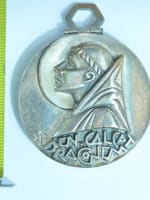 Ancienne médaille religieuse Fernand Py art déco medal large Benoit exorcisme - Miniature 4
