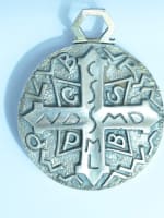 Ancienne médaille religieuse Fernand Py art déco medal large Benoit exorcisme - Miniature 5