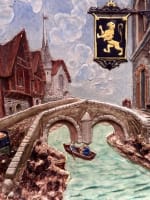 Grand plat Achille Barbizet école de Paris cabaret Le Lyon d'Or Belle époque 55c - Miniature 4