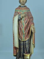 Statue religieuse ancienne Saint François Borgia vanité memento mori 130cm rare - Miniature 2