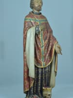 Statue religieuse ancienne Saint François Borgia vanité memento mori 130cm rare - Miniature 3