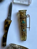 Ancien lot objet de vitrine ancien verre émail cache clou lion Pétain Francisque - Miniature 6