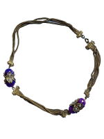 Ancien bijoux pierre dure agathe châtelaine perles mode Napoléon III costume - Miniature 2