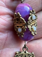 Ancien bijoux pierre dure agathe châtelaine perles mode Napoléon III costume - Miniature 5