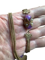 Ancien bijoux pierre dure agathe châtelaine perles mode Napoléon III costume - Miniature 6